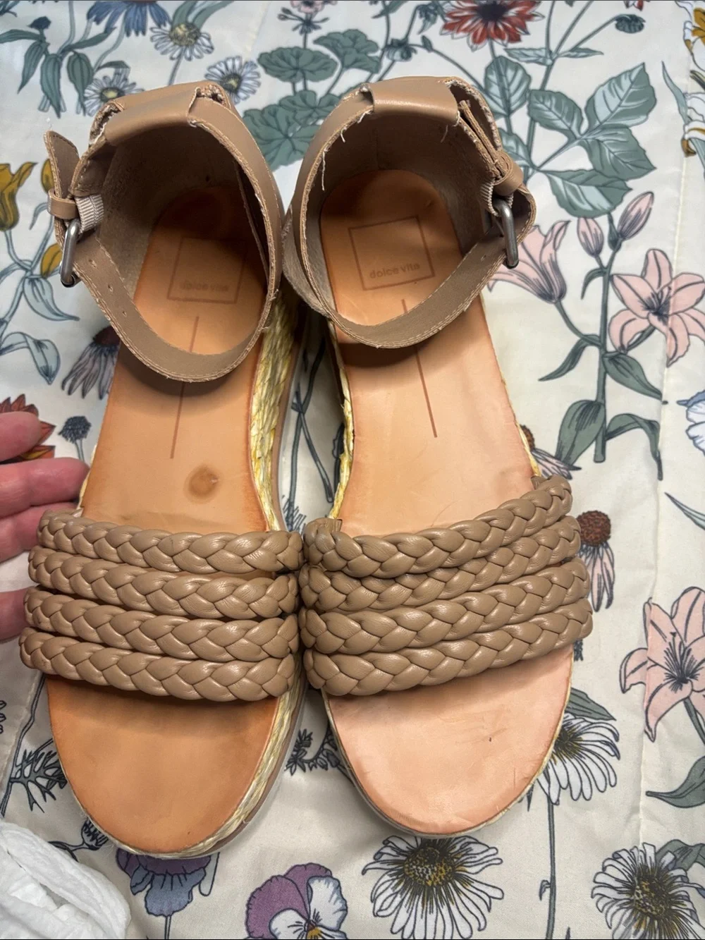 Dolce vita Braided Platform Espadrille Sandals Nude Ankle Strap Women’s size 9 W